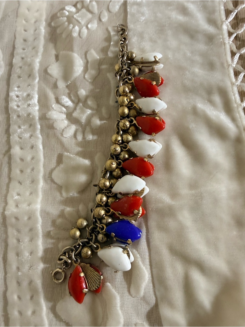Vintage Red White & Blue Estate Charm Bracelet